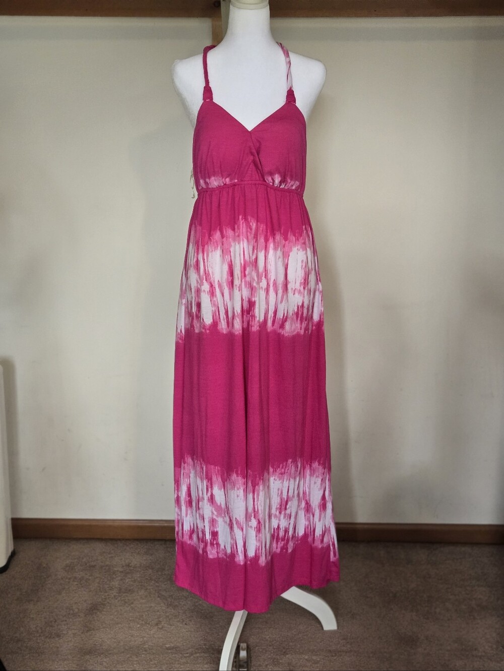 No Boundaries L/G (11-13) Pink Tie Dye Crochet Racerback